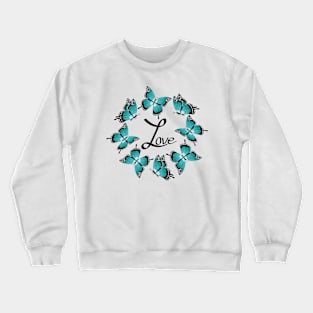 Love - Blue Butterflies Crewneck Sweatshirt